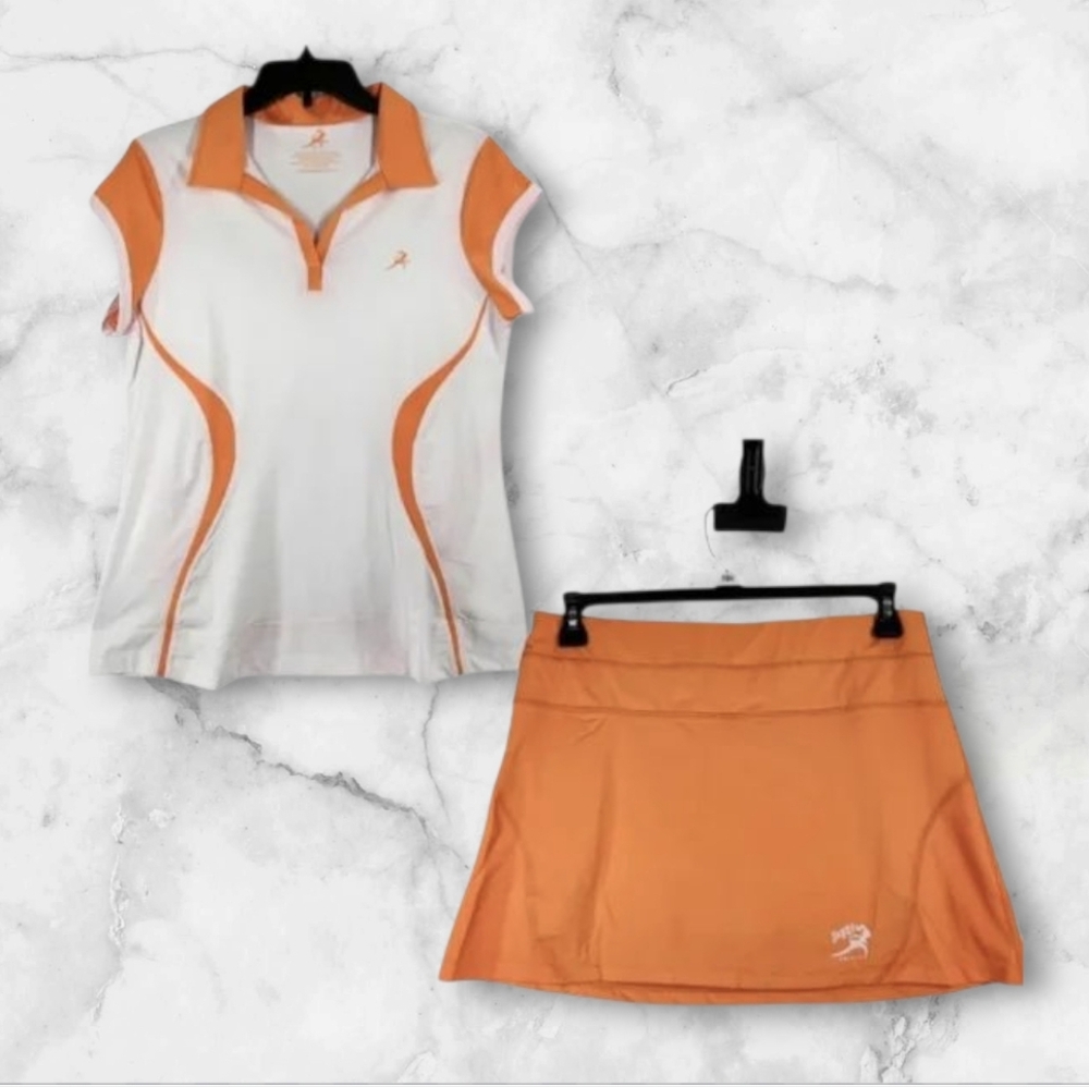 Orange and White Women's Skort Set